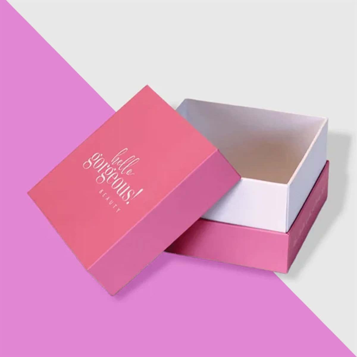 Custom rigid box next to a folding carton for a packaging comparison.